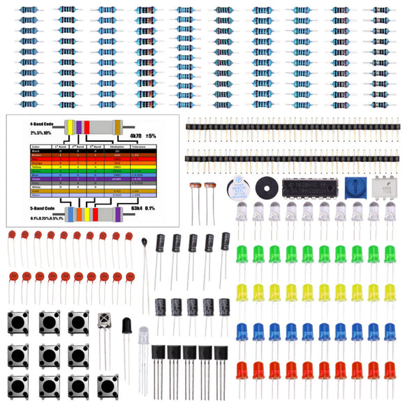 Electronics Component Basic Starter Kit with Precision Potentiometer and Buzzers